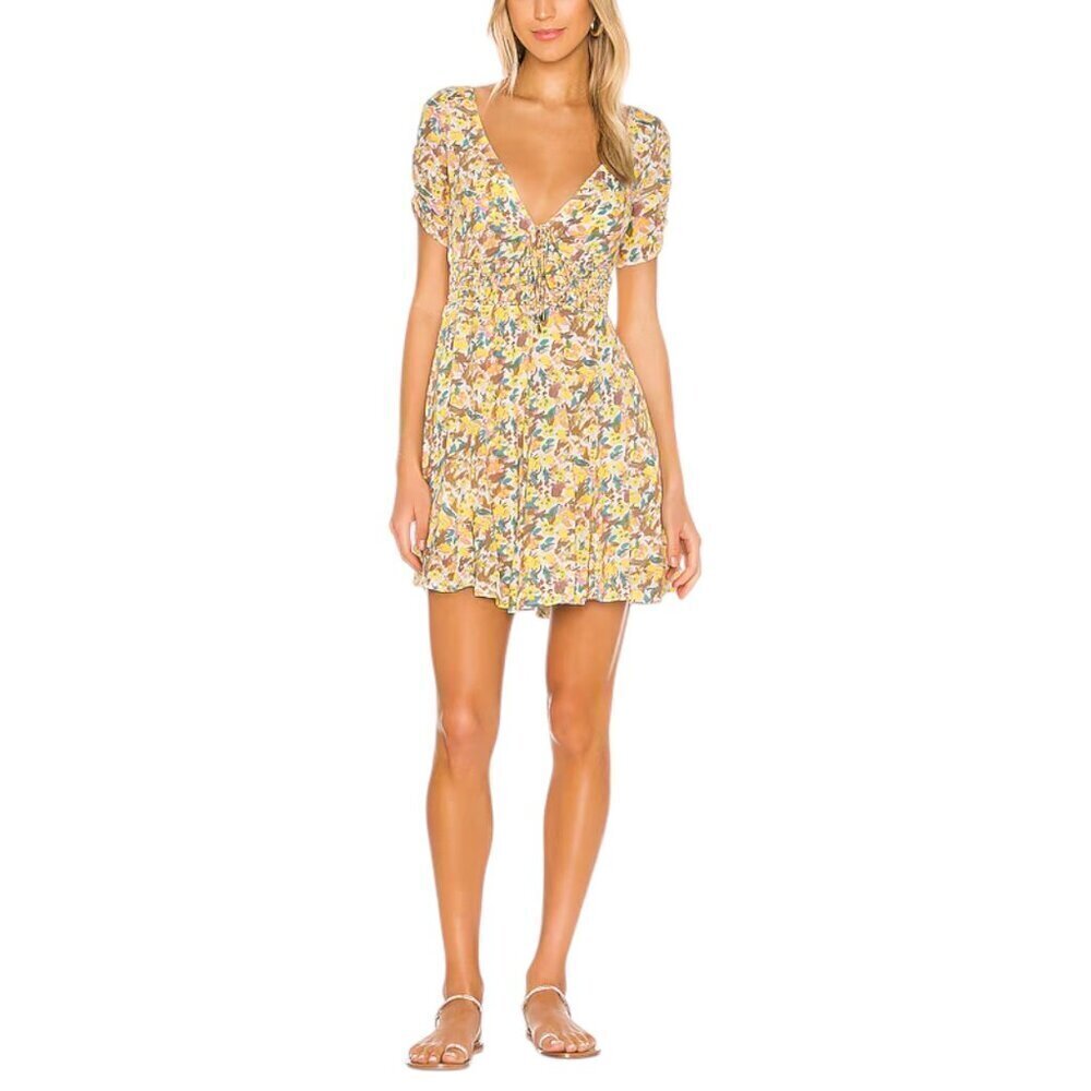 Free People Forget me Not Mini Dress Ivory Combo Ditsy Floral Mini Dress Sz 6